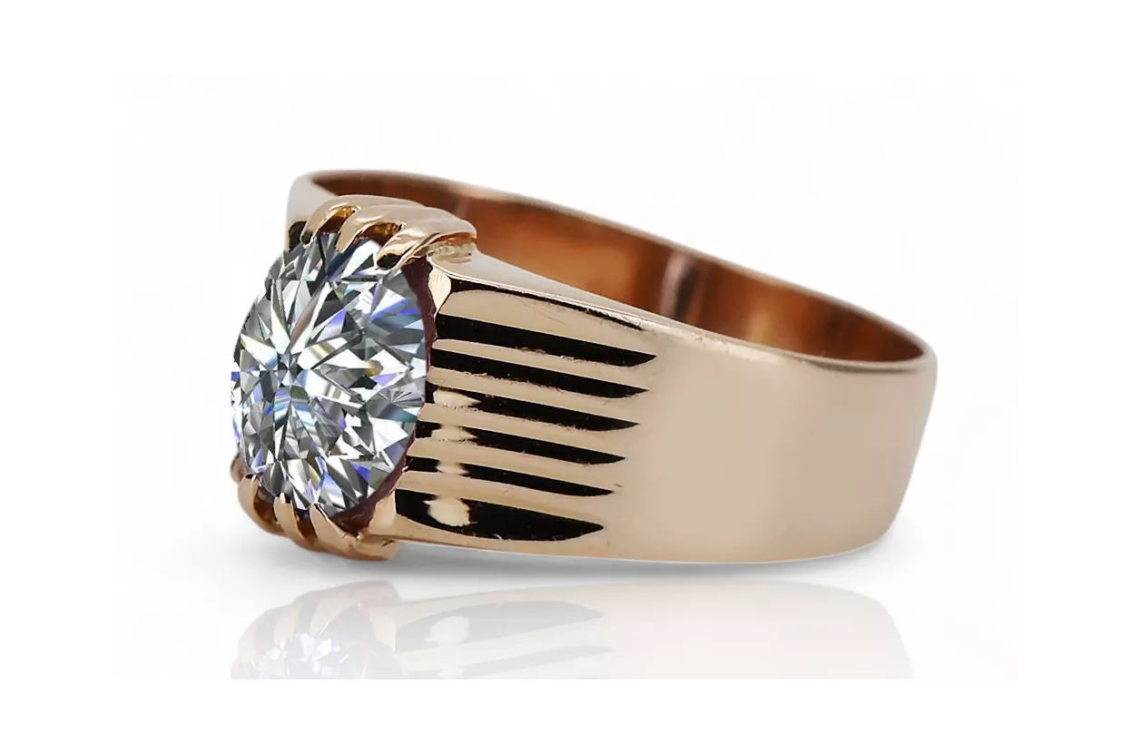 Klasický vinobraní prsten Cubic Zirconia Originální vinobraní 14k z růžového zlata VRC007r